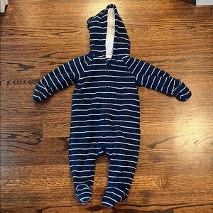 Old Navy Striped Navy and White Hooded Footie